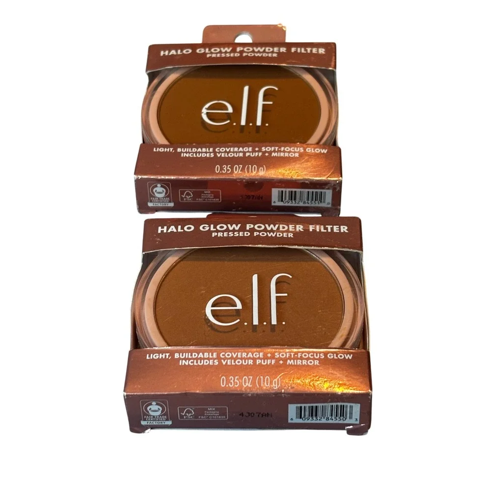 ELF Halo Glow Powder Filter Pressed Powder Deep Warm Tan Neutral Warm Lot of 2